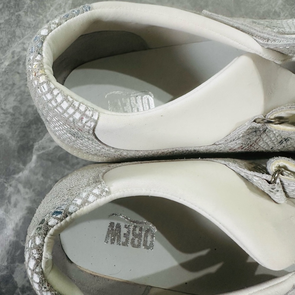 Drew Shoes Womens 12 WW Rose Mary Jane - White Floral Snakeskin Pattern 14375-48 - Picture 4 of 5